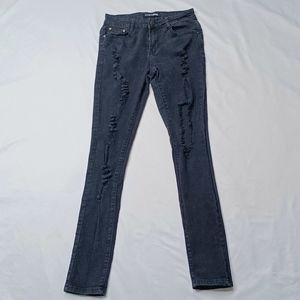 Fashion Nova Women's Size 7/8 Black Distressed Skinny Denim Casual Jeans